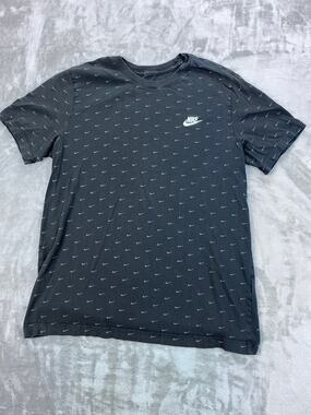 Nike Swoosh AOP Crewneck Tee Large Charcoal